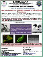 One Day Hands on Training on Basic of Microscopy Techniques 2019 Hands on Training Poster